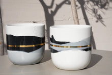 Load image into Gallery viewer, &quot;Landscape&quot;Latte Cup, 4.0dl in Black &amp; Gray with Golden Lining