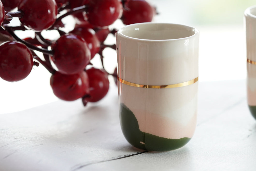 2er-Set Espresso Cups, 0.8 dl in Special Edition in Crema, Blush & Forest Green