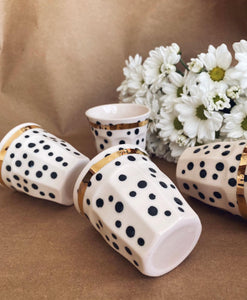 2er-Set Cappuccino Cups, 2.2 dl Stripes & Dots with Golden Details
