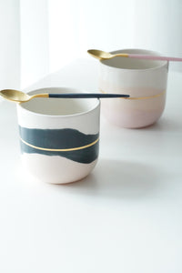 Golden Spoon in Dark Blue & Mat Gold - O I A  ceramics
