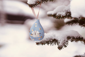 Christmas Droplet in Soft Blue with Golden Dots