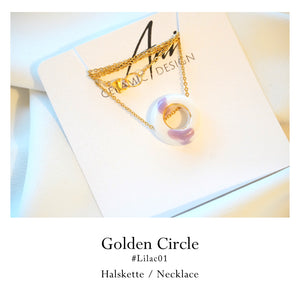 Necklace Circle Lilac with Golden Lining - O I A  ceramics