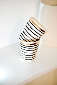 2er-Set Cappuccino Cups, 2.2 dl Stripes & Dots with Golden Details