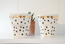 Load image into Gallery viewer, Set of 2 cappuccino cups, 2.2 dl stripes &amp; dots with golden details