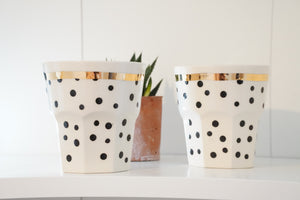 Set of 2 cappuccino cups, 2.2 dl stripes & dots with golden details